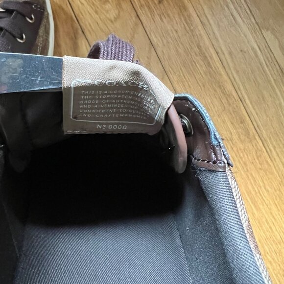 Coach Size 9.5 Khaki Mahogany C126 Low Top Signature Coated Canvas Sneaker Shoes - Picture 6 of 16